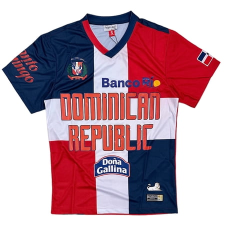 Dominican Republic Team Men's 1990 Retro Soccer Jersey by Headgear Classics (X-Small, Blue/White/Red)