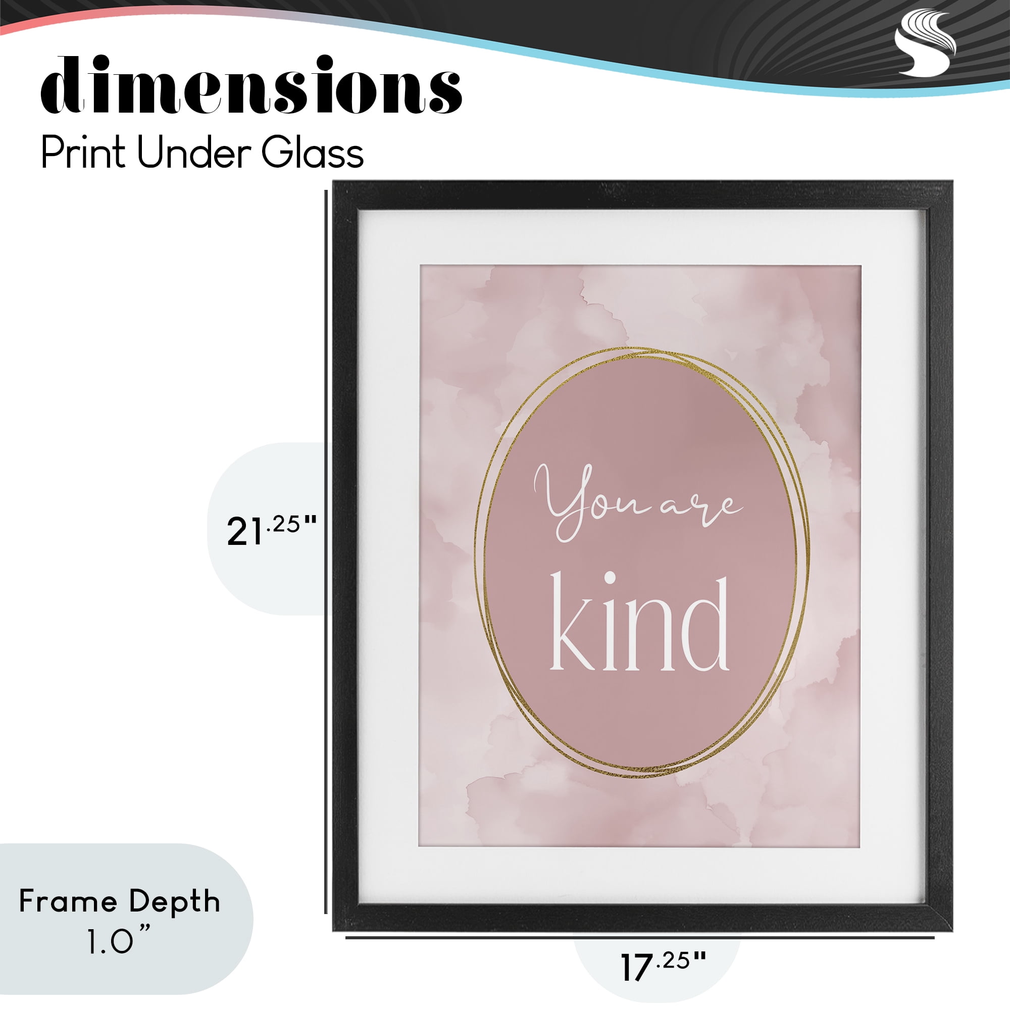 Stupell Industries Pink Golden Affirmation Black Framed Print Under Glass, design by Christine Simpson Art