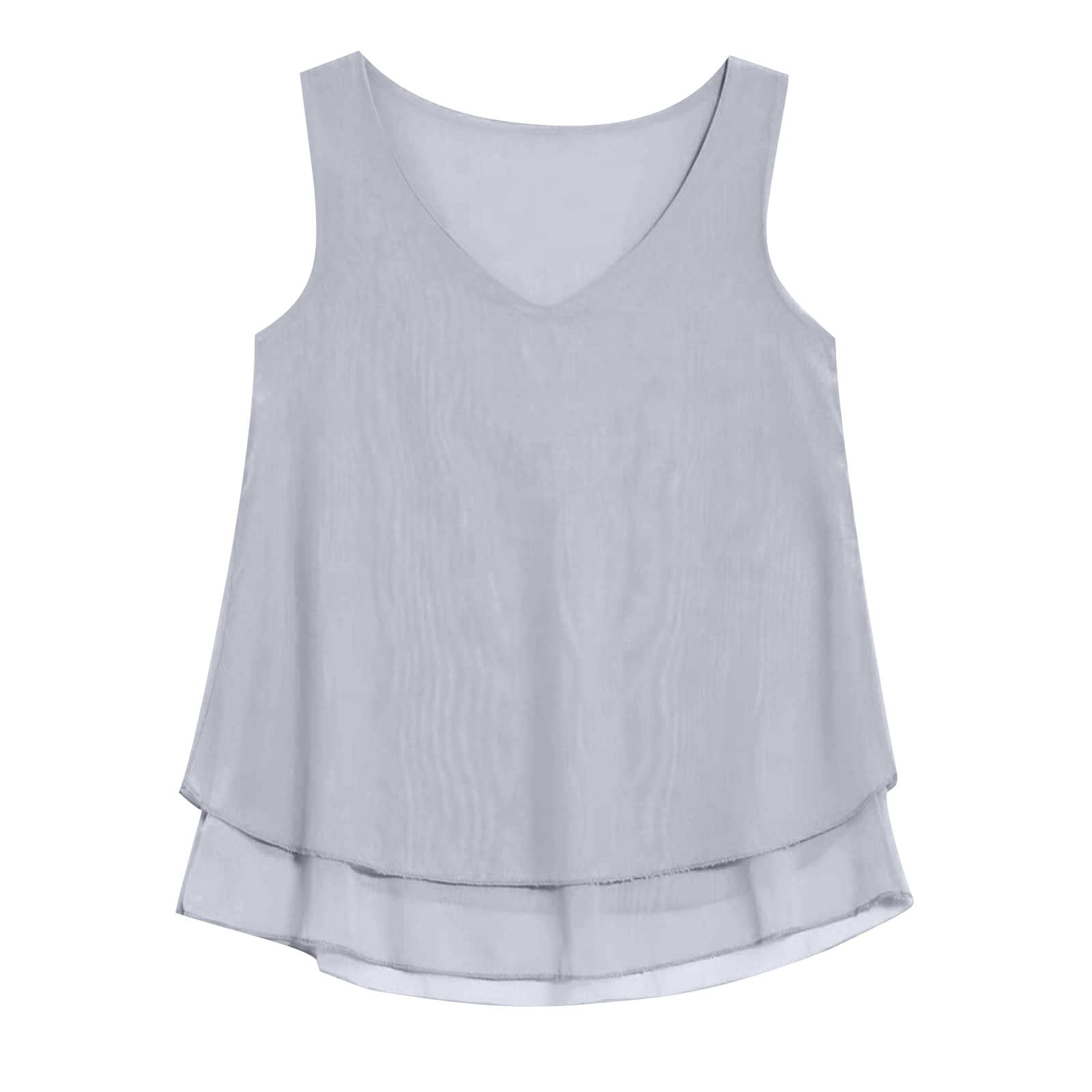 Débardeur Satin Uni Femme Faux Soie Sans Manches Chemisier T-Shirt Été