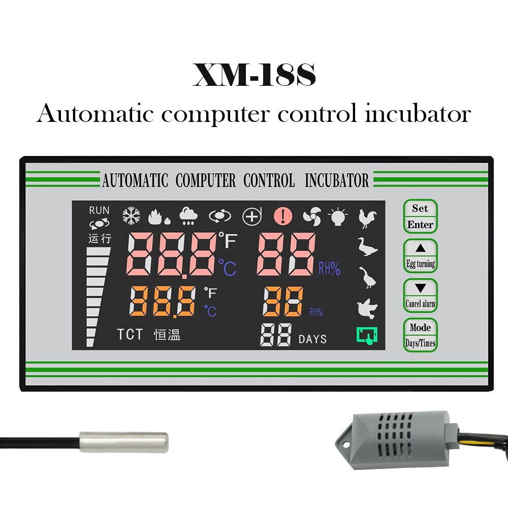 Digital Egg Incubator Automatic Temperature Humidity Controller Thermostat Digital Egg Incubator Controller Automatic Humidity Sensor Thermostat XM-18S