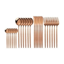 Btomtd 30 Pieces Stainless Steel Cutlery Set Includes Steak Knife Fork Spoon Complete Tableware Set Suitable for Household, Rose Gold
