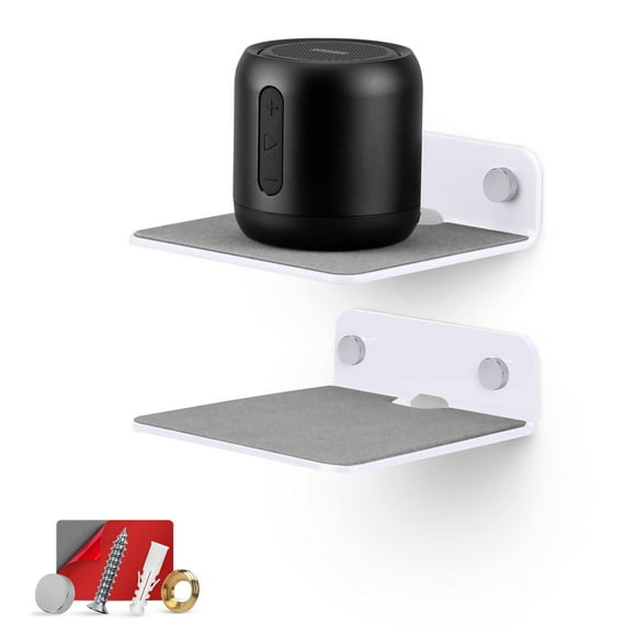 Soporte de altavoz Bluetooth con estante flotante BRAINWAVZ de 4 pulgadas, paquete de 2