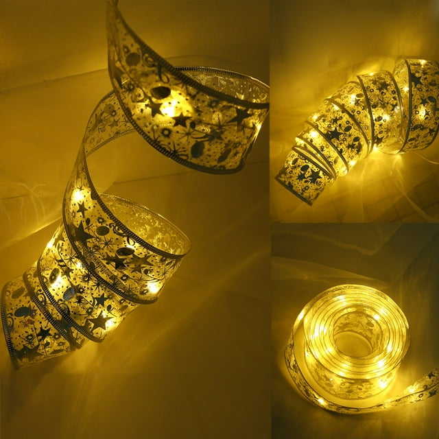 Agiferg Christmas Party Decoration 1m Ribbon Night Light Christmas tree LED String