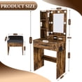 thumbnail image 2 of SAYGOGO Vanity Desk with LED Mirror & Power Outlet, Hairdryer Holder & Stool, Compact for Small Bedrooms, Vintage, 2 of 8