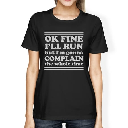 Run Complain Womens Black Lightweight T-Shirt Funny Fitness