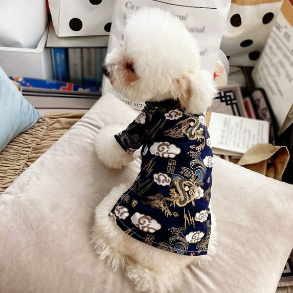 Ochine Pet Costume Tang Suit Dog Clothes Chinese Style Clothing for Dogs Pet Skirt Puppy Cats Dress Dog Vest Tshirt Christma