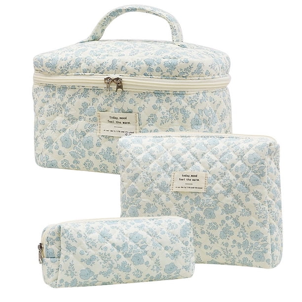 Bolsa de maquillaje de algodón, bolsa de almacenamiento y de baño para mujer, portátil de viaje, de algodón