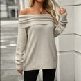 thumbnail image 5 of Women Sweater "Women's Chic Solid Color Off The Shoulder Loose Knit Sweater Sexy Long Sleeve Pullover for Fall/Winter", 5 of 8