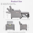 thumbnail image 4 of LAZZO Convertible Sleeper Chair Bed, Linen Fabric Pull-Out Sofa with Charging Ports, Cup Holders and Side Pockets, Gray, 4 of 8