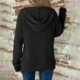 thumbnail image 4 of Otntypg Full Zip up Hoodie Jackets for Women Lightweight Casual Fall Waffle Knit Long Sleeve Drawstring Hooded Pullover Sweatshrits Loose Fit Cozy Knitwear Tops with Pockets Black M, 4 of 5