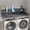 Grey, variant on Laundry Room Countertop with Non-slip Pads, 54 x 27.5 Washer Dryer Topper with Edge, Double Layer Organizer Shelf for Detergent Storage and Folding Table, Oak MDF