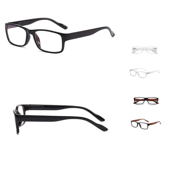 Krdevn Unisex Narrow Square Clear Glasses Spring Hinge Frame Fashion Plain Lens Eyewear for Daily Wear