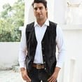 thumbnail image 3 of JASGOOD Men's Suit Vest Vintage Suede Leather Western Cowboy Waistcoat Black, 3 of 8