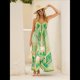 thumbnail image 5 of Vestido de Vacaciones Bohemio con Cuello en V, Floral, Sin Mangas, Holgado, con Espalda Descubierta y Dobladillo Irregular para Mujer. Verde L, 5 of 9