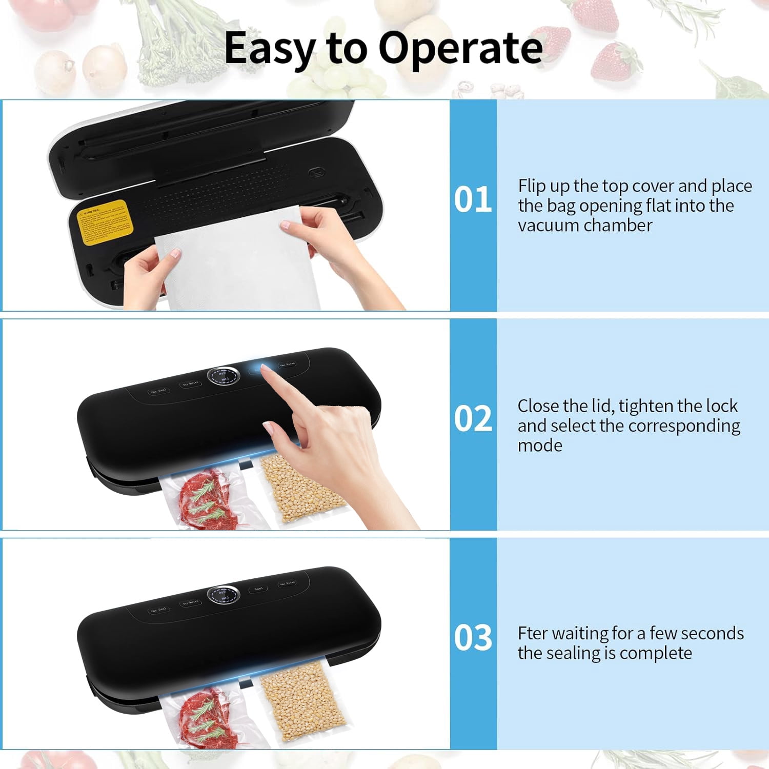 Dry/Moist Vacuum Sealer Machine, Air Vacuum Sealers for Sous Vide and Food Storage, Air Sealer Machine with 10 Vacuum Seal Bags