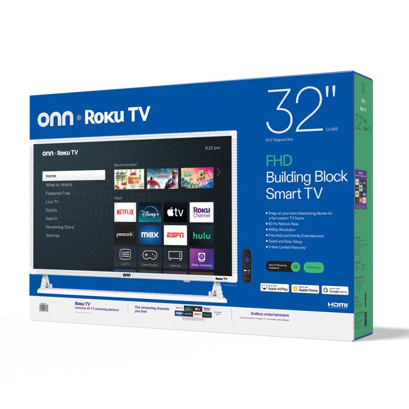 onn 32" 1080P FHD Building Block Smart Roku TV - White (TVBBWTE36014570) gallery view