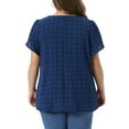 thumbnail image 3 of Agnes Orinda Women's Plus Size Easter Tops Swiss Dot Crew Neck Short Tulip Sleeve Shirts Front Pleated Summer Blouse 2X Blue, 3 of 5