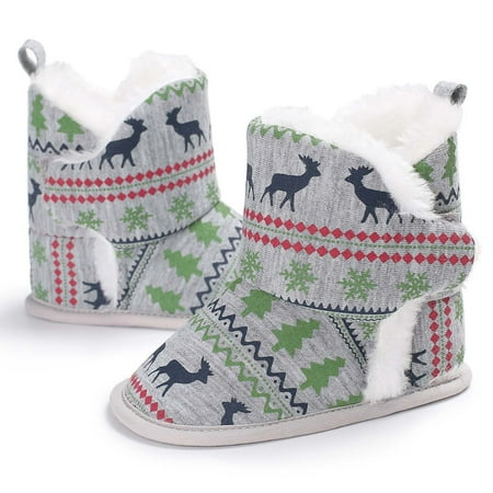

VEKDONE 2023 Clearance Halloween Deals Winter Toddler Baby Boys Girls Christmas Pattern Bow Thicken Velvet Snow Boots