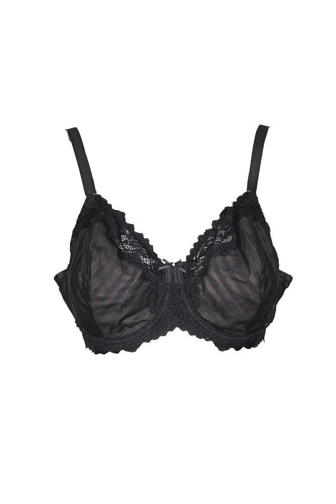 Whimsy - Whimsy By Lunaire Black Barbados Lace Trim Mesh Demi Bra 40D ...