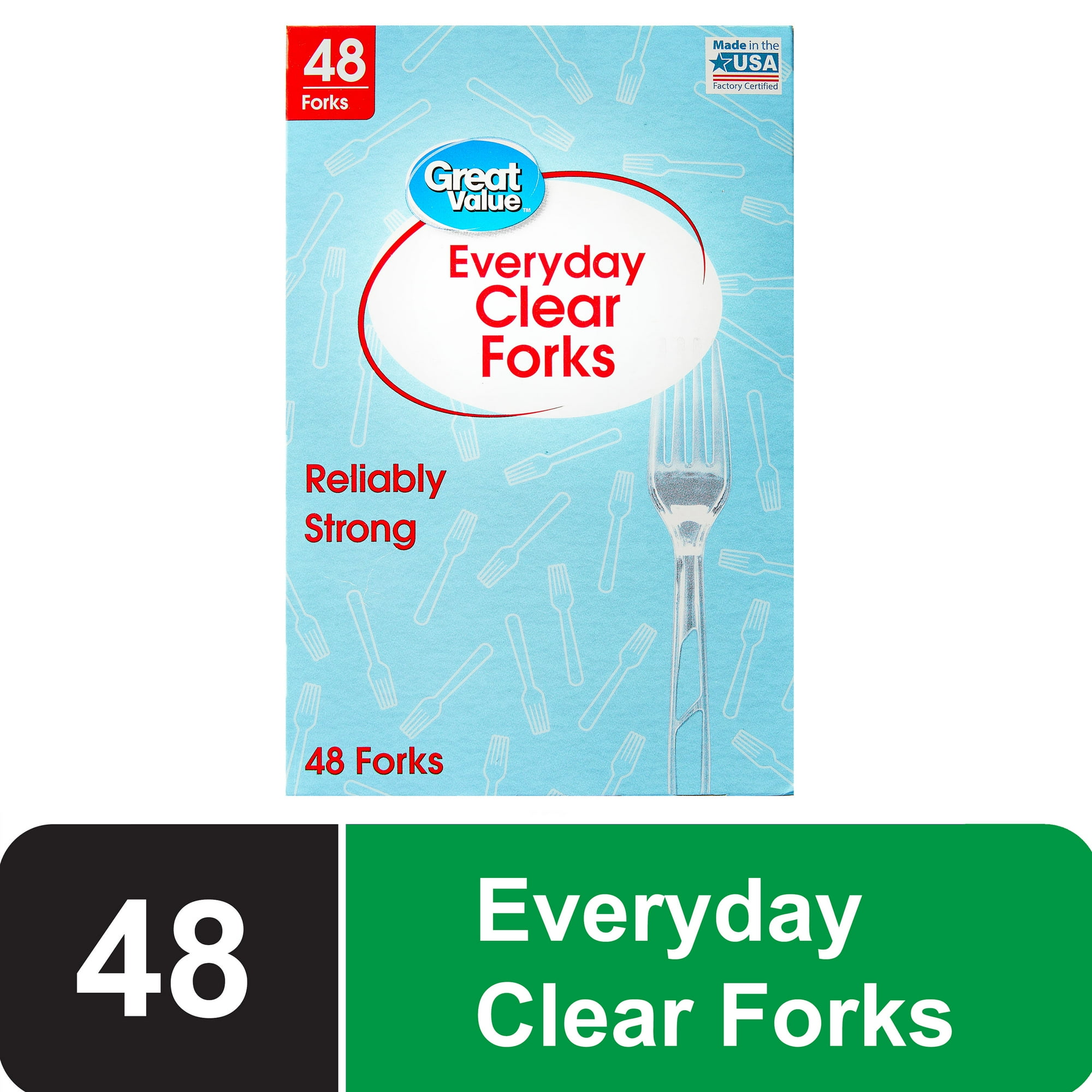 Great Value Everyday Clear Plastic Forks, 48 Count