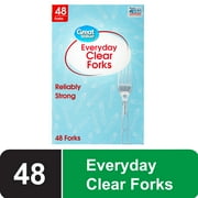 Great Value Premium Clear Disposable Plastic Forks, Clear, 48 Count