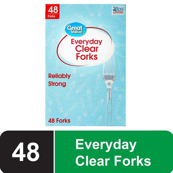 Great Value Plastic Everyday Clear Forks, 48 Count