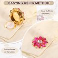 thumbnail image 4 of Uxcell Button Cover Cufflinks for Women, Rhinestone Flower Button Cuff Links for Shirt Sleeve Suit Gift, Gold Tone (Purple), 4 of 6