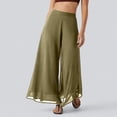 thumbnail image 6 of Women's Chiffon Pants Dressy High Waist Flowy Palazzo Pants Summer Boho Wide Leg Casual Trousers Army Green L, 6 of 7