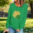 thumbnail image 5 of LEKWK Sweatshirts for Women Gold Glitter Crew Neck Long Sleeve St Patricks Day Shirt Sparkle Shamrock Clover Graphic Festival Pullover, 5 of 5