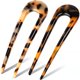 thumbnail image 1 of U-shaped Hairpin Tortoise Shell Fork Sticks 2 Prong Chignon8pcs, 1 of 5