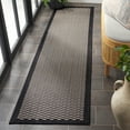 thumbnail image 3 of SAFAVIEH Beach House Maryam Bordered Indoor/Outdoor Runner Rug, Black/Beige, 2' x 8', 3 of 7