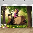 thumbnail image 4 of Fondo de fotografía para fiesta de cumpleaños de niña, diseño de oso de dibujos animados de Masha y el oso, para eventos, baby shower, decoración, pancarta, 4 of 5