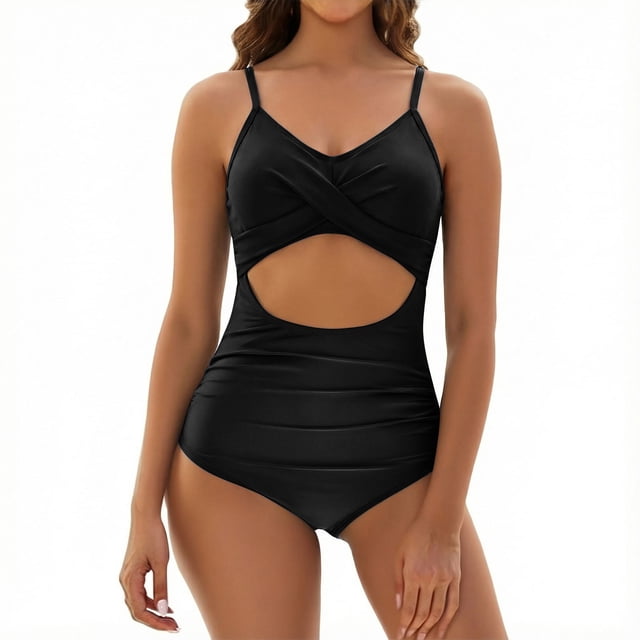 RXMEKW Tankini Tops for Women, Women's Solid Color Bathing Suits