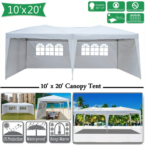Lowestbest 10 X 20 Pop Up Canopy Tent Canopy Tents For Outside Two Windows Waterproof Tents And Canopies With Carry Bag Gazebo For Wedding Party Commercial Event White Walmart Com Walmart Com