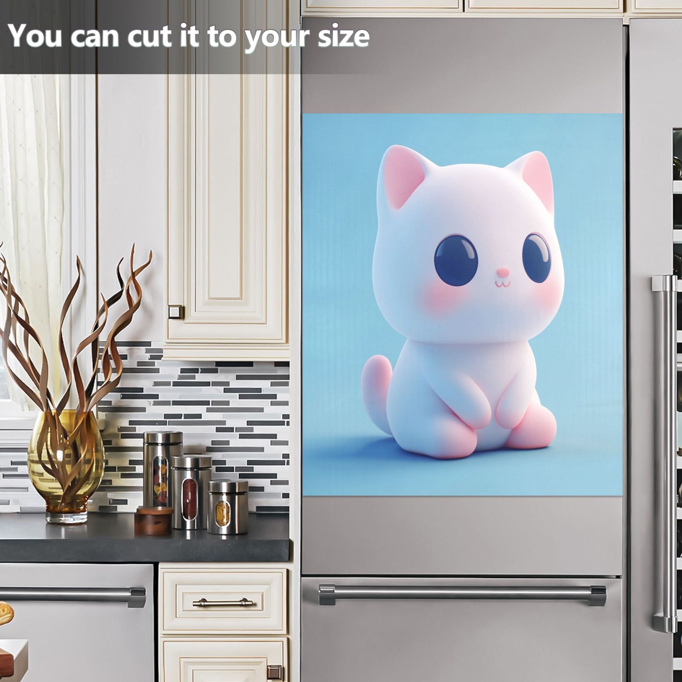 Dishwasher Magnetic Sticker 23x26 Inch Refrigerator Magnetic Sticker Washing Machine Magnetic Sticker Kitchen Panel Magnetic Sticker Home Decor Little White Cartoon Cat
