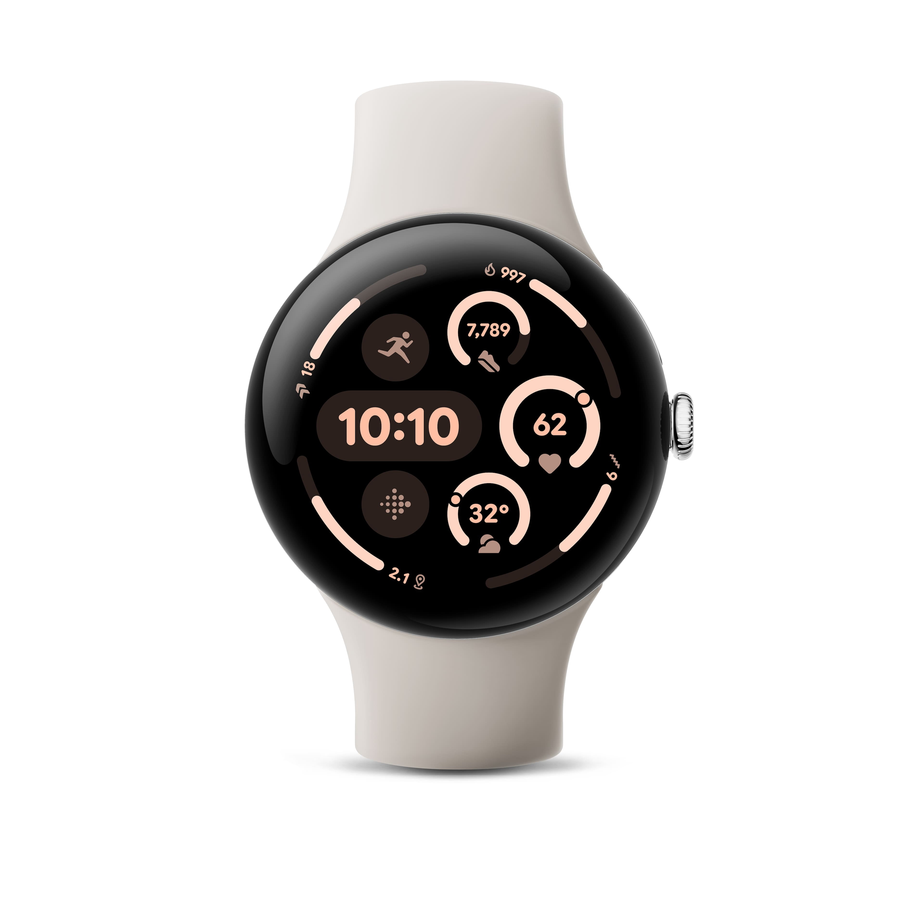 Restored Google Pixel Watch 3 (2024) 41mm GBDU9 (GPS + Cellular) Polished Silver Aluminum (Refurbished)