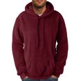 thumbnail image 3 of Men's Plus Size Casual Color Block Plush Sweatshirt Hoodie Loose Blouse Warm Coat Winter Top Blouse Slim Casual Solid Soft Top Coat Long Sleeve Hooded Sweatshirt Top Jacket, 3 of 7