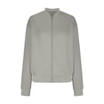 thumbnail image 5 of Vinsonshop Womens Bomber Jackets for Women Casual Women Tops Casual Fall Coats Varsity Jacket Women Fall Outfits Zipper Jacket Women Gray XL, 5 of 8