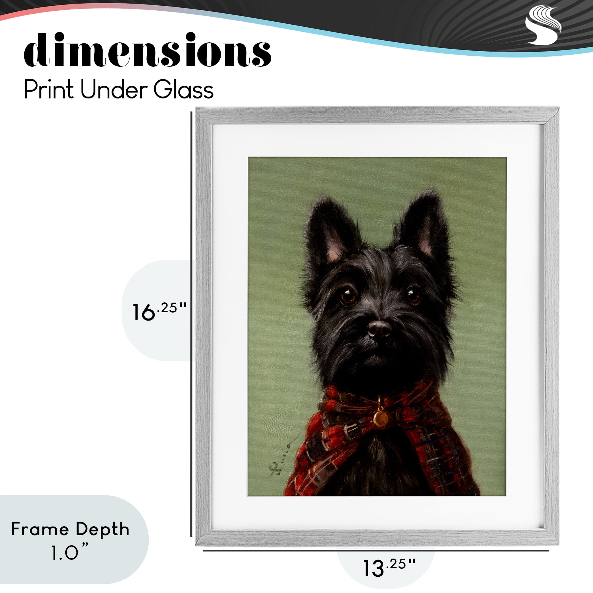 Stupell Industries The Scot Scottish Terrier Gray Framed Print Under Glass, design by Lucia Heffernan