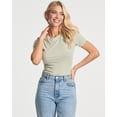 thumbnail image 2 of Real Essentials 3 Pack: Women's Round Neck Short Sleeve Ribbed Shapewear Bodysuit Shirt Tops - (Available in Plus Size), 2 of 6