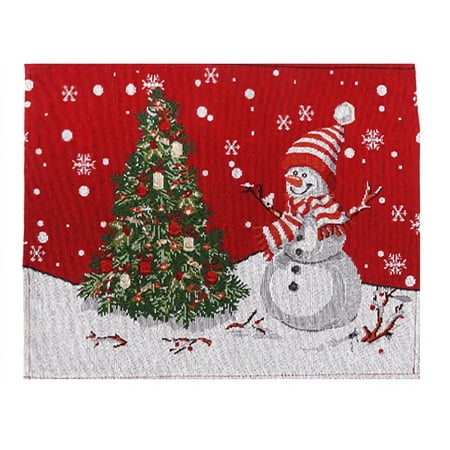 

Eastshop Christmas Table Placemat Non-slip Rectangle Dishwasher Safe Thicker Tear-resistant Heat Insulation Knitted Fabric Cartoon Xmas Santa Claus Snowman Dining Mat for Kitchen
