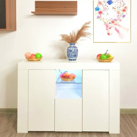 

WHITE SIDEBOARDS COATED WITH LED LIGHTS KITCHEN CABINET