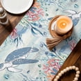 thumbnail image 3 of Teal Coastal Turtle Table Runner 48 Inches, Beach Nautical Ocean Coral Seahorse Bed Runner Dresser Scarves Tabletop for Indoor Outdoor Parties/Ceremony/Banquet, 13" x 48", 3 of 8