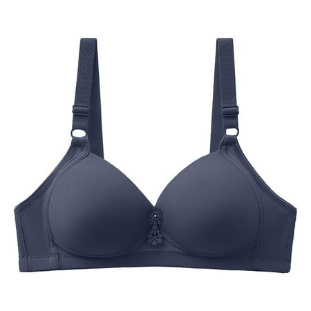 

Womens Underwear Women No Rims Comfortable Three Breasted Adjust Solid Bra Women No Steel Rings Gather Comfortable Solid Glossy Three-Breasted Bra Navy Blue S