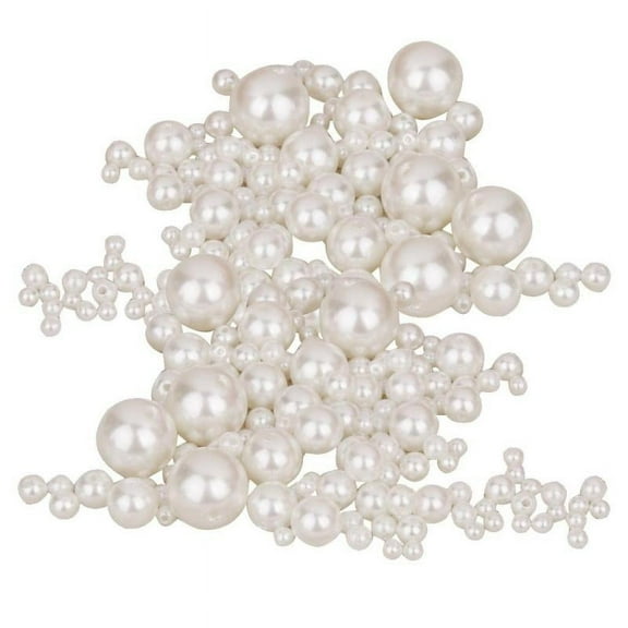 300 Pieces Assorted Size Pearls Round Decorative Loose Beads for DIY Sewing Crafts