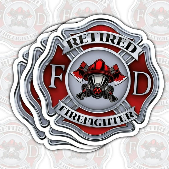 (3 PCS) Retired Firefighter Sticker, Fire Department Vinyl Decal Waterproof for Laptop, Water Bottle, Tumbler, Car, Gift for Retired Firefighters and Fire Safety Enthusiasts - 3 Inch