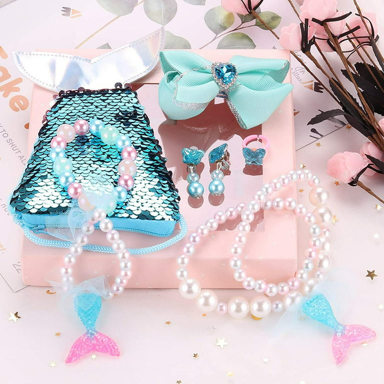 MTGOCHA Mermaid Jewelry Set Mermaid Purse for Little Girls, Kids Play  Jewelry for Girls Coin Purse Little Mermaid Necklace Bracelet Earrings Ring