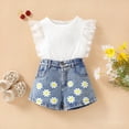 thumbnail image 2 of REDARER Girls Summer Sleeveless Floral Prints Tops and Shorts 2PCS Outfits Clothes Set for Children Clothes,5-6 Years, 2 of 7