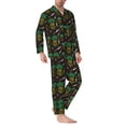 thumbnail image 2 of Honeii Pineapples Pattern Mens Pajamas Set,2pcs Men's Lounge Long Sleeve Sleep Shirt and Pajama Bottoms Sleepwear Set,Mens Pjs Sets-Large, 2 of 7