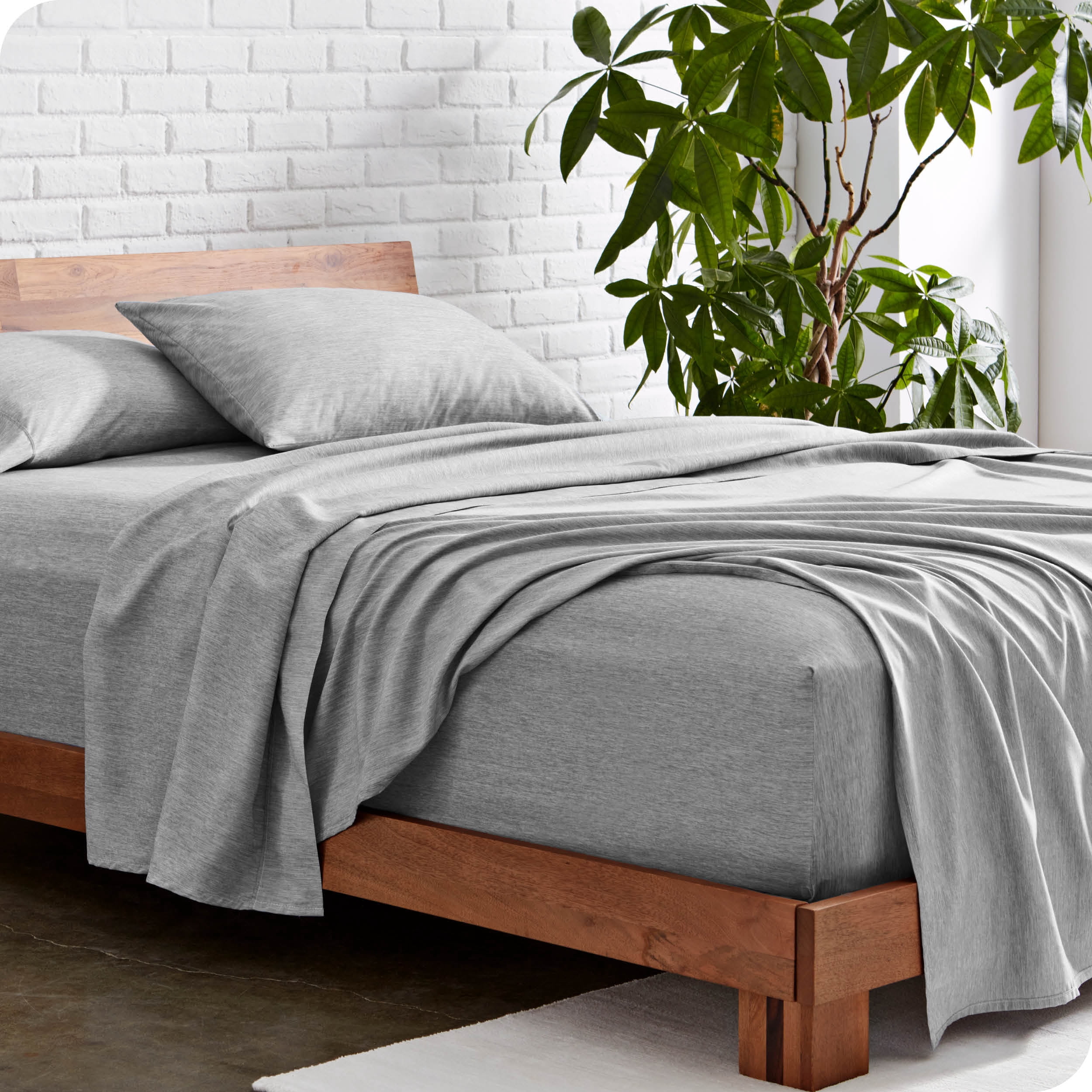 Bare Home Heathered Charcoal Cationic Microfiber Sheet Set, Wrinkle Resistant, Deep Pocket, Queen
